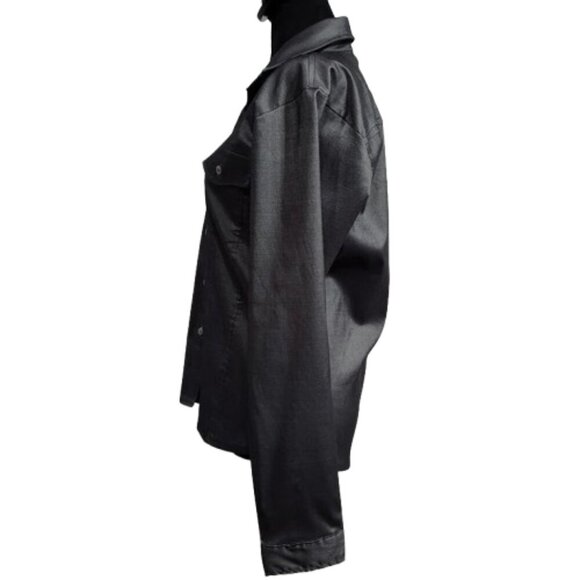 Numero Uno Shimmer Grey Buttoned Down Long Sleeve Blouse Women's Large - Picture 4 of 9